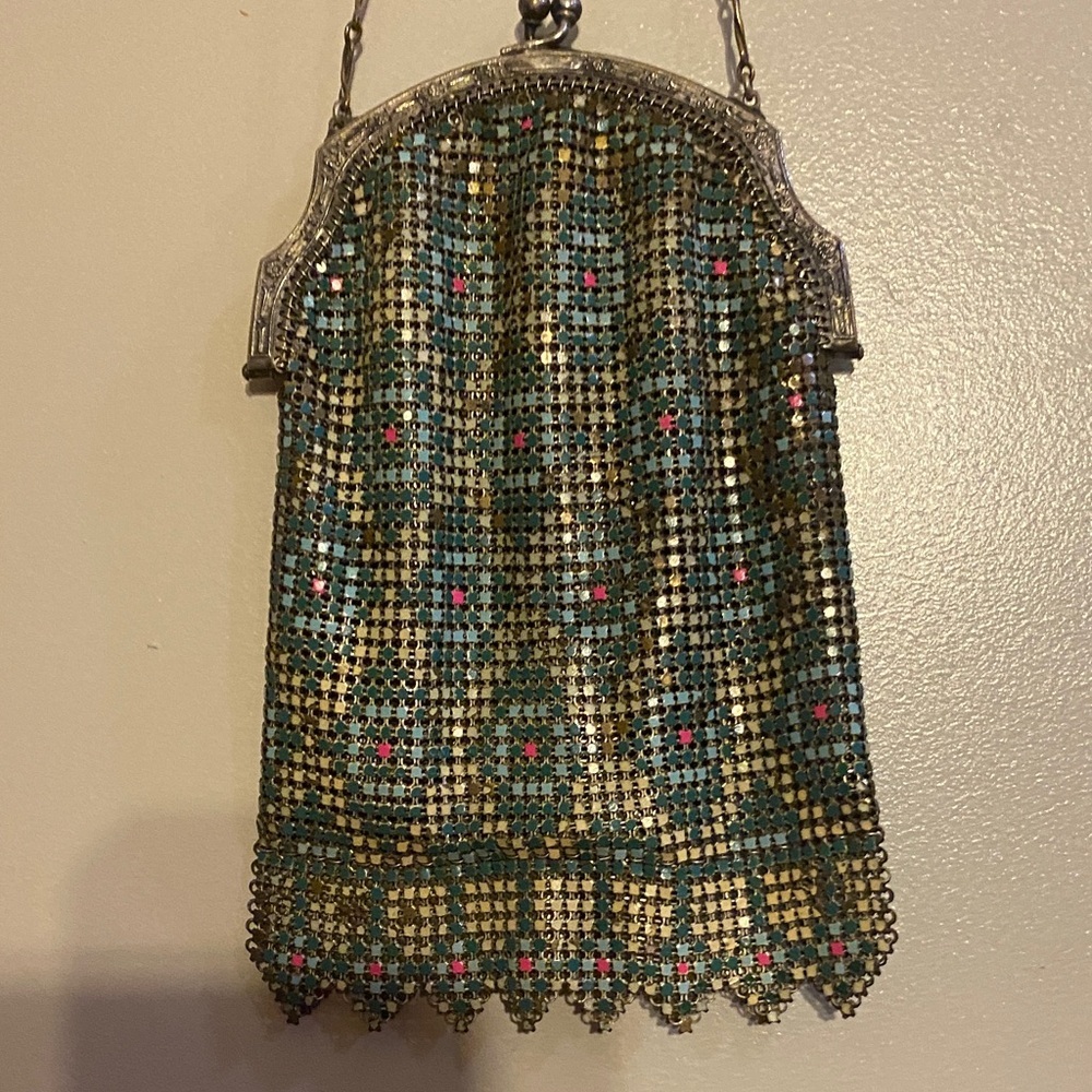 Antique Mandalian Purse Enamel Mesh Art Deco - Picture 7 of 8